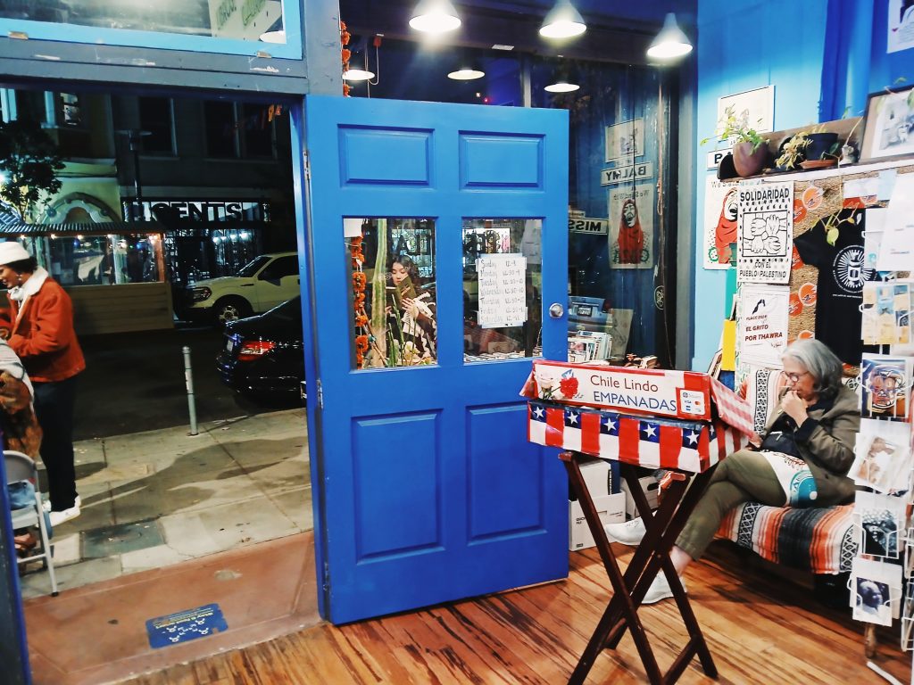 Chile Lindo sells empanadas at the Medicine for Nightmares Third Anniversary Party